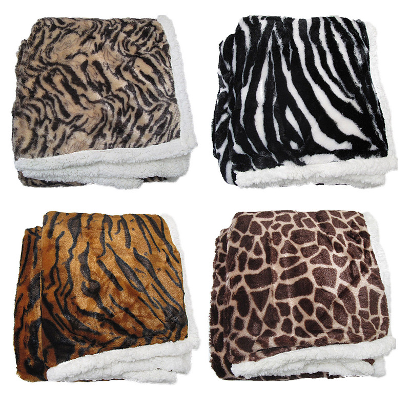 LEOPARD ZEBRA TIGER GIRAFFE - Luxurious Faux Fur Reversible Throw