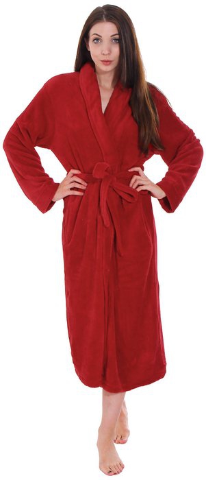 Men / Women Luxurious Plush Kimono Bathrobe with Side Pockets