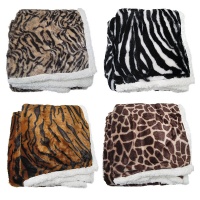 LEOPARD ZEBRA TIGER GIRAFFE - Luxurious Faux Fur Reversible Throw